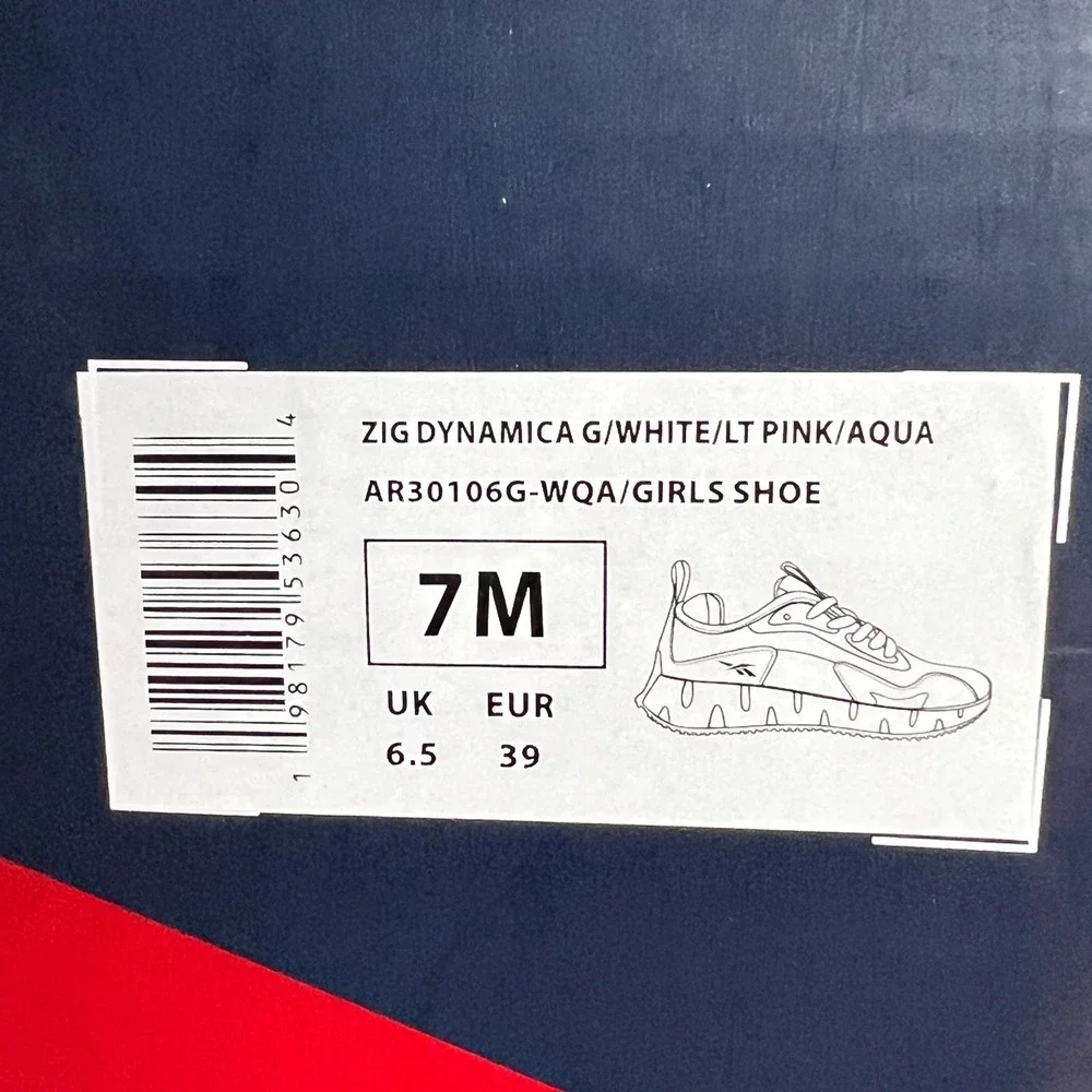 Reebok Zig Dynamica Kids 7 Running Shoes White Marshmallow Blue Athletic Sneaker